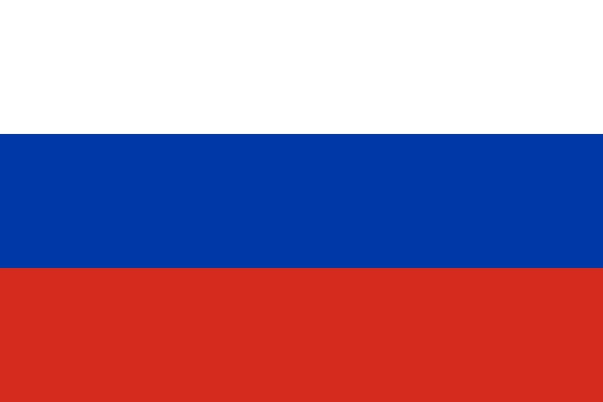 Russian Federation flag for Thinkific product details. National symbol with white, blue, and red horizontal stripes.